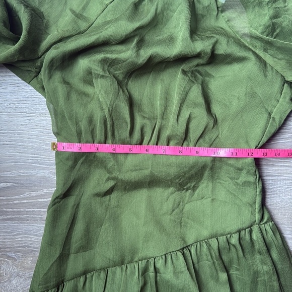 PETAL & PUP JULIP SHEER LONG SLEEVE MAXI DRESS - OLIVE XS - Picture 10 of 14